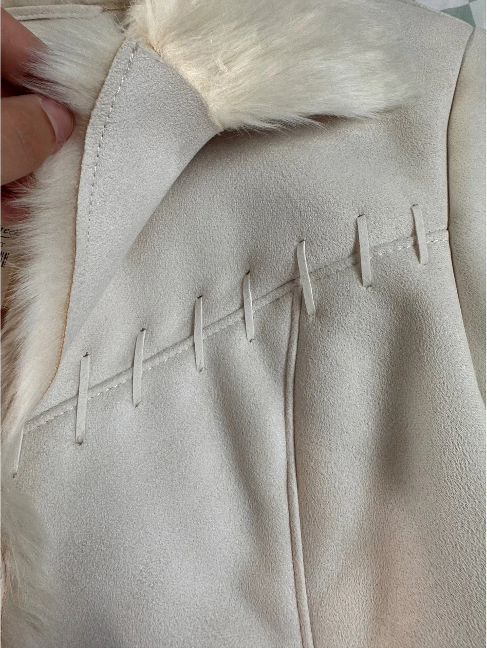 Coldwater Creek Petite Faux Suede Fur Jacket PL Cream